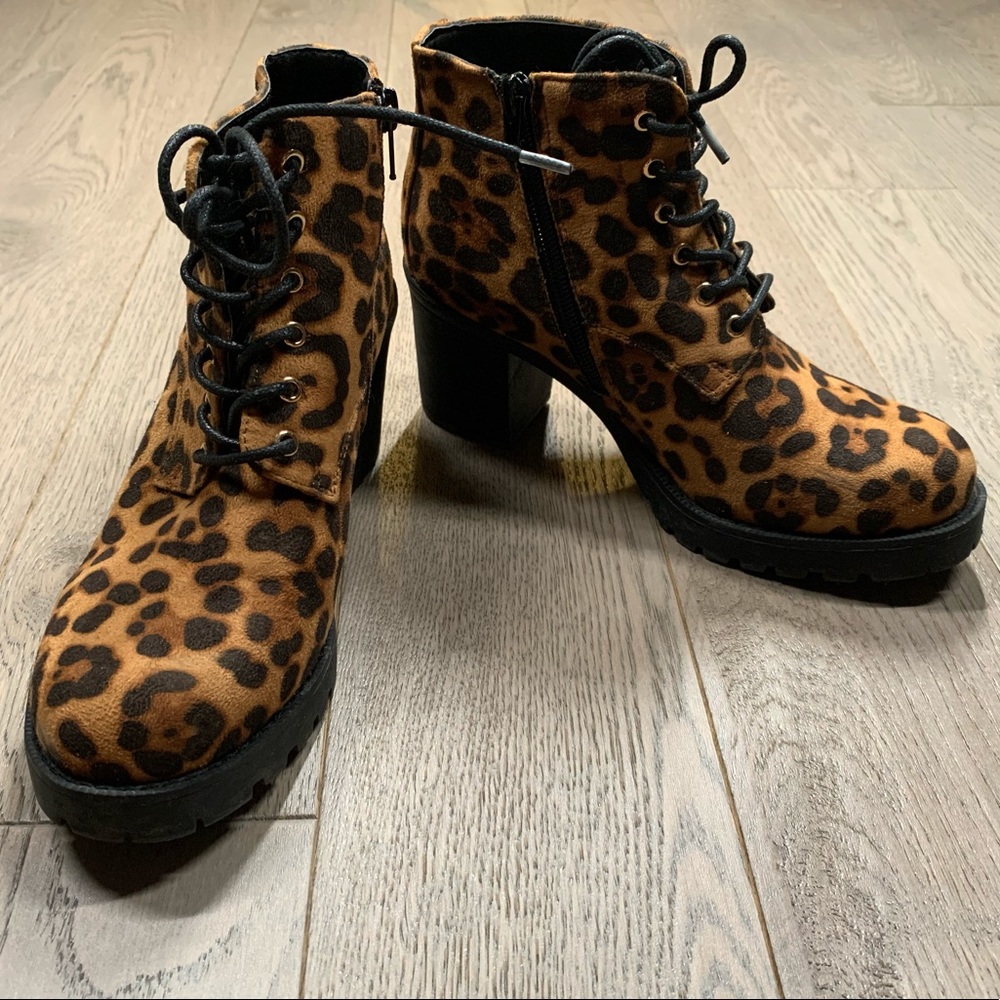 Harlow Faux suede leopard print ankle boots